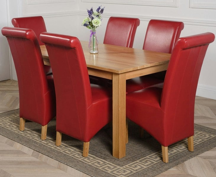 That's Furniture Oslo 150 x 90cm Medium Oak Dining Set with Montana Leather Chairs
