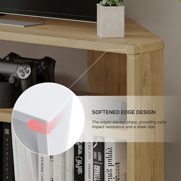 Decortie Thales Corner TV Stand for 32" TVs with Open Shelves & Soft Rounded Edge 110cm Modern Multimedia Console