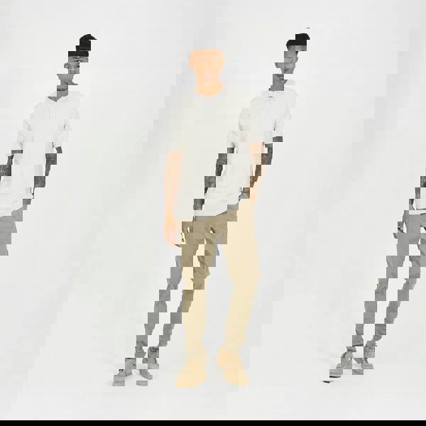 Brave Soul Light Sand Short Sleeve Knitted Polo Shirt - Light Sand Image 3