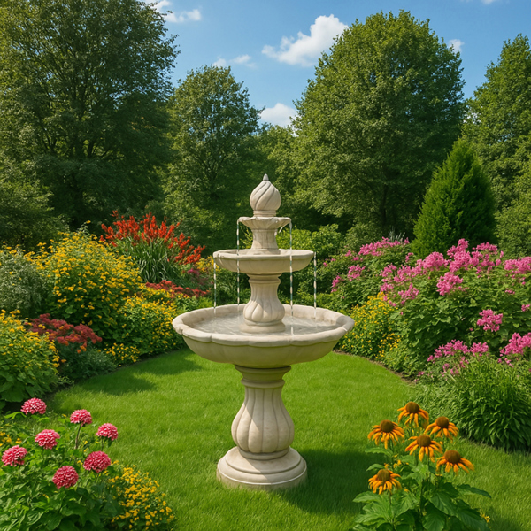 Homeology Aruna Elegant 3-Tier Outdoor Water Fountain Self-Contained Stunning Garden Feature with Cascading Waterfall