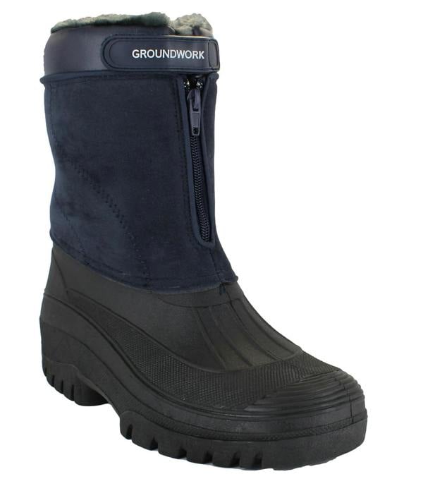 GroundWork LS88 Mens Mucker Stable Yard Waterproof Winter Snow Zip Boots Wellies