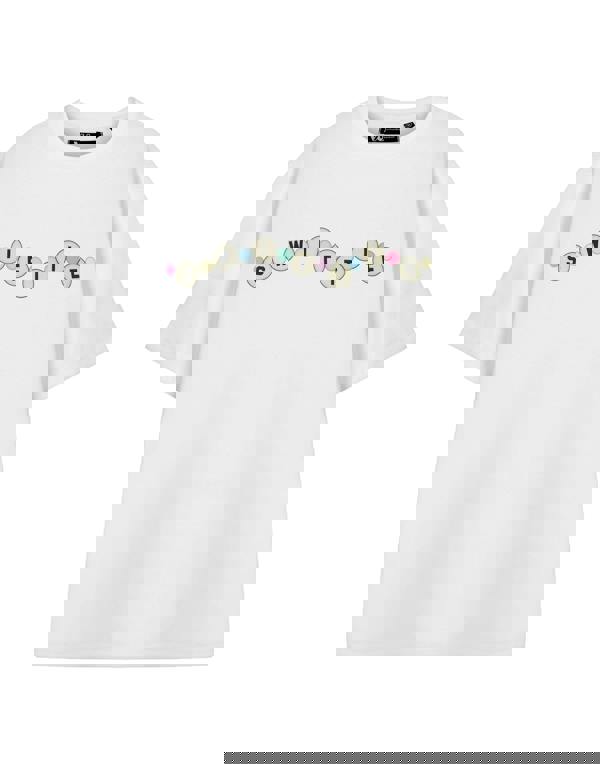 Show Me The Merch Womens White Friendship Bracelet Short Sleeved T-Shirt