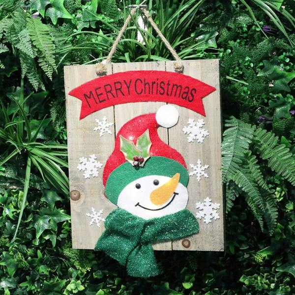 30cm Christmas Home Decoration Battery Operated Snowman Wooden Frame Wall Decoration with Warm White Bulbs image 5