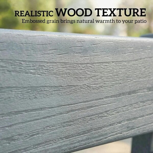 2 Seater Plastic Garden Bench, Outdoor Patio Bench with Armrest and Backrest, Weatherproof Outdoor Furniture for Balcony