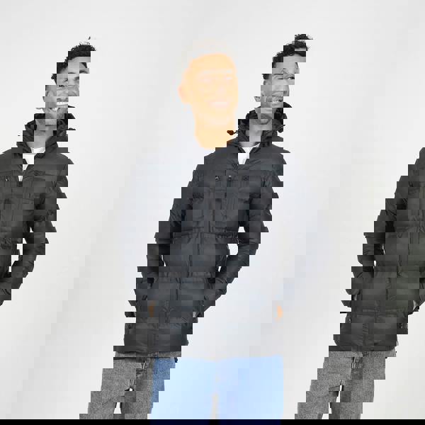 Brave Soul Black Heat Sealed Hooded Padded Jacket - Black Image 1