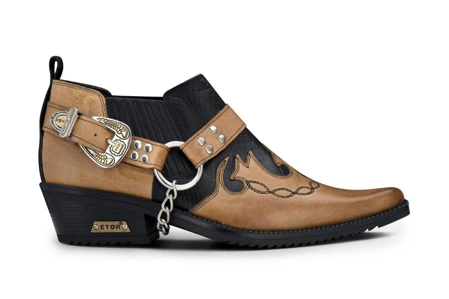 Infinity Leather Men's Black/Tan Snakeskin Winklepicker Leather Western Boots