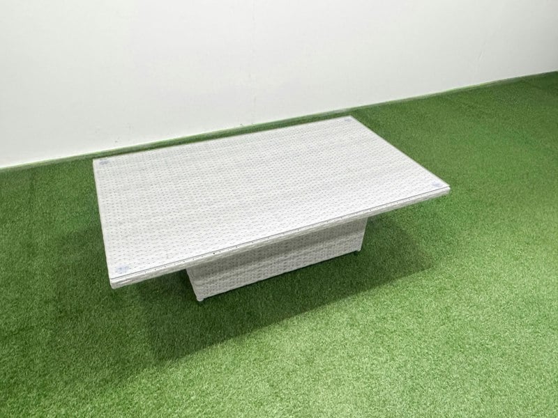 Fimous 10 Seat Rattan Garden Furniture Corner Sofa Set Outdoor Adjustable Lifting Dining or Coffee Table Set with 3 Footstools Light Grey