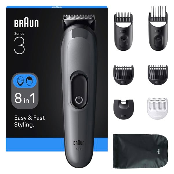 Braun All-in-One Series 3, AIO3540, 8-in-1 Grooming Kit - Grey