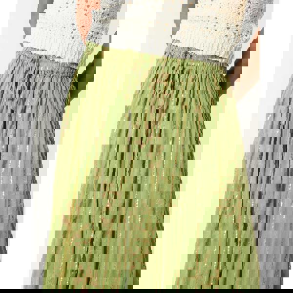 Blue Vanilla Gold Foil Print Peplum Hem Skirt