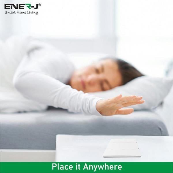 Ener-J 3-Gang Wireless Kinetic Switch & 3x 500W RF Receiver Kit, White, Battery-Free Multi-Zone Control