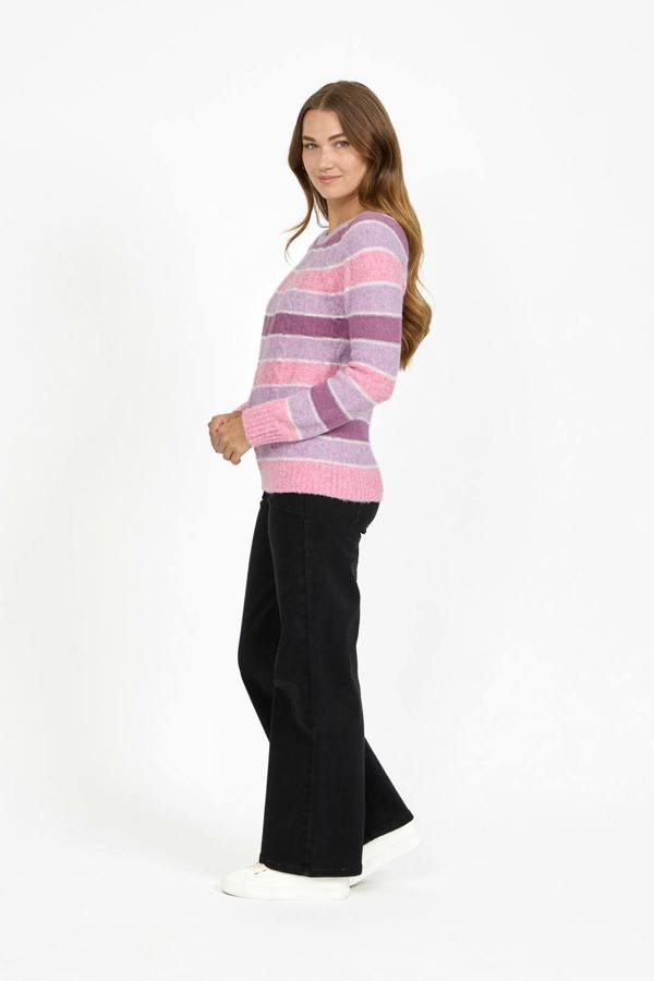 Mudflower Cable-Knit Stripe Jumper