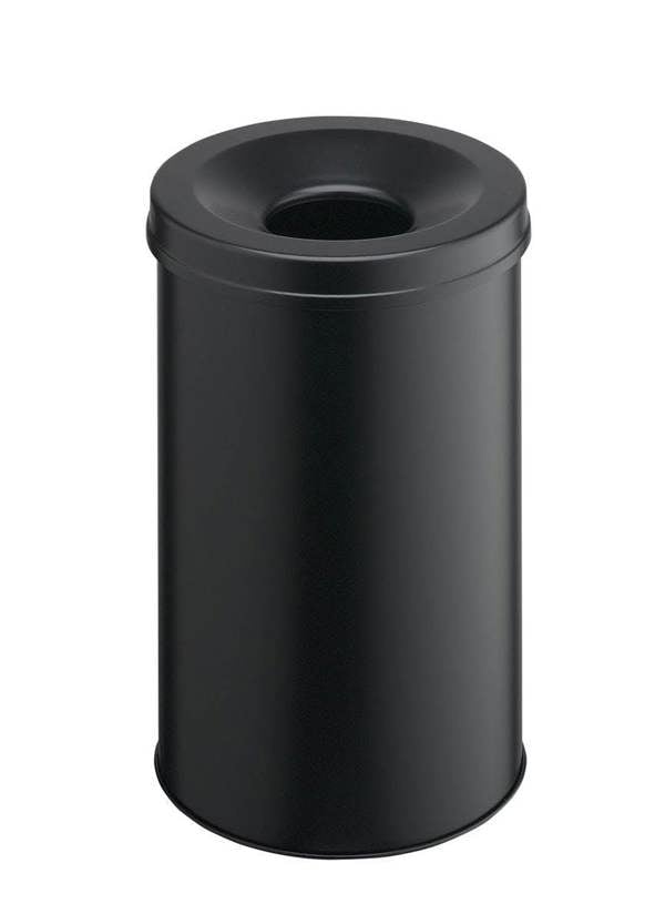 Durable Fire Extinguishing Metal Waste Bin | TUV Certified | 30L | Black