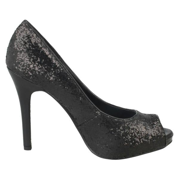 Spot On Ladies Spot On Glittery Slip On Party Heels