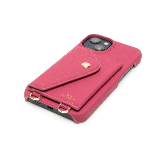 Elie Beaumont Genuine Leather iPhone Case - Azalea - Champagne Diamante Lanyard