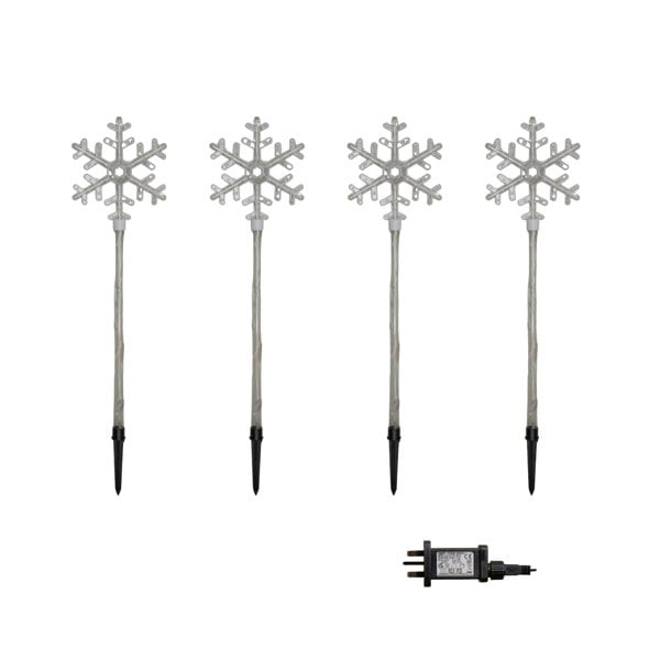 Samuel Alexander 69cm Set of 4 Plastic Crystal Snowflake Pathfinder Christmas Lights with White LEDs