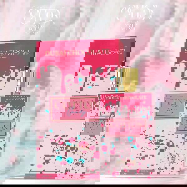 Anfar 1950 Cotton Candy Dubai Chocolate Extrait 80ML box and bottle close up