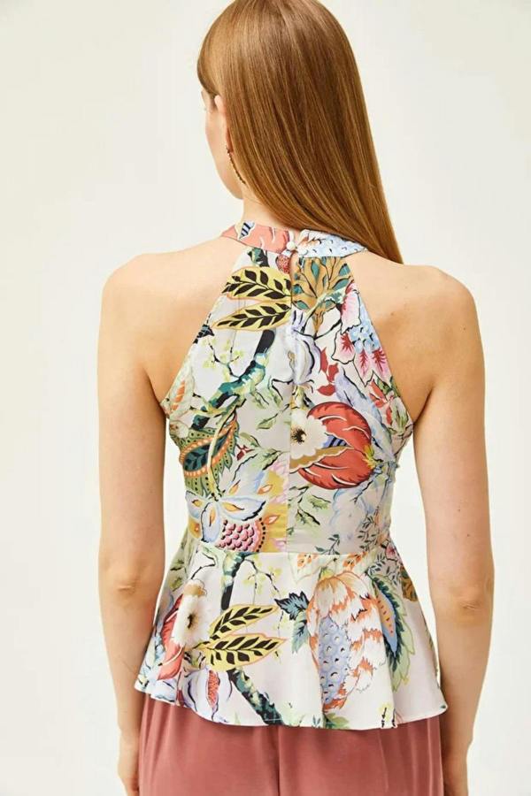 Hoxton Gal Halter Neck Crepe Blouse with Waist Detail