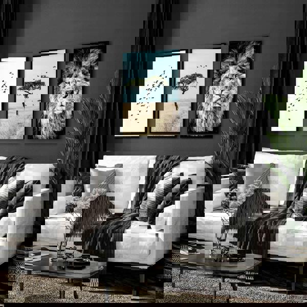 Living Room Wall Art Canvas | Set of 3 African Wildlife Wall art Prints