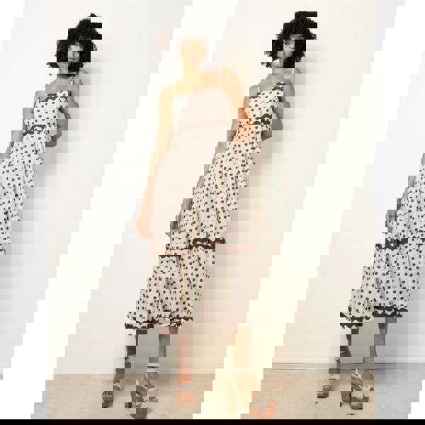 Blue Vanilla Polka Ric Rac Midi Dress