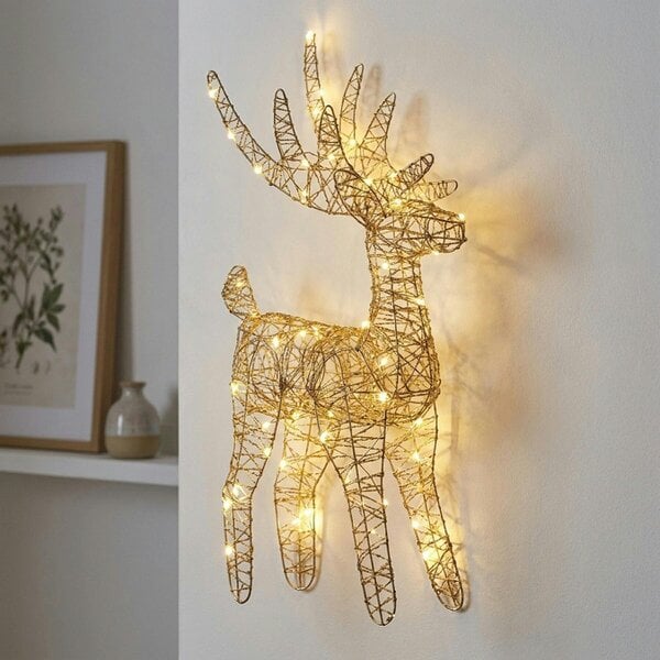 Garden Greatness Gold Weave Metal LED Deer Light Ornament