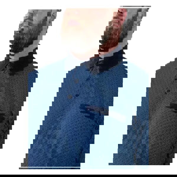 Duke Mens Murray D555 All-Over Print Jacquard Polo Shirt - Blue - 