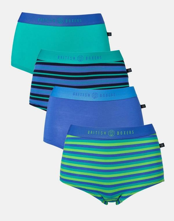 British Boxers Multipack 4 Pairs of Women's Bamboo Hipster Boxer Briefs – Perfect Day