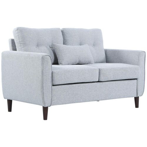 Wyld Haus Kero Lora Fabric Light Grey 2 Seater Sofa With Spring Cushions And Wooden Legs
