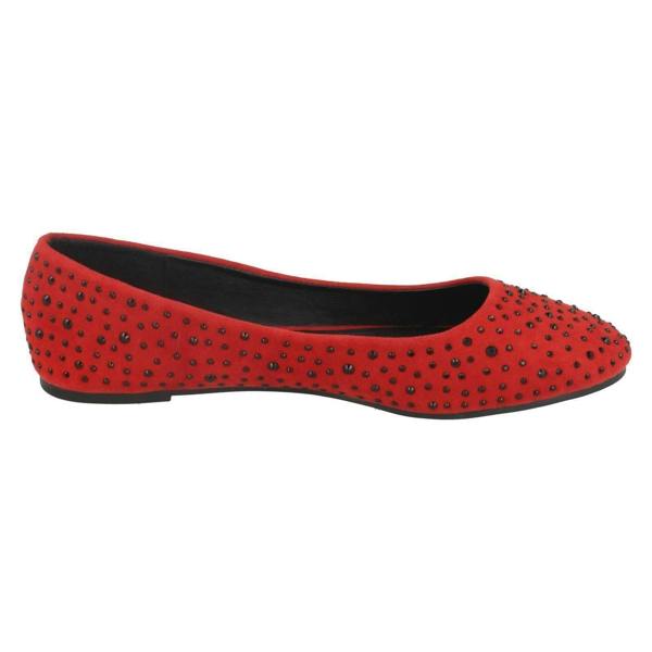 Spot On Ladies Spot On Flat Diamante Ballerinas