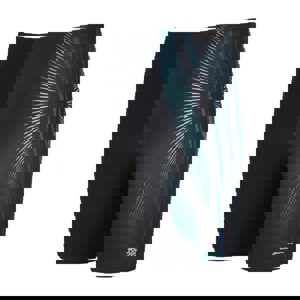 Zoggs extender mid swim jammer in black and blue with geometric pattern