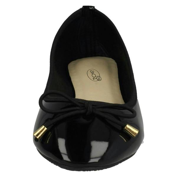 Spot On Ladies Spot On Patent Ballerina Shoes