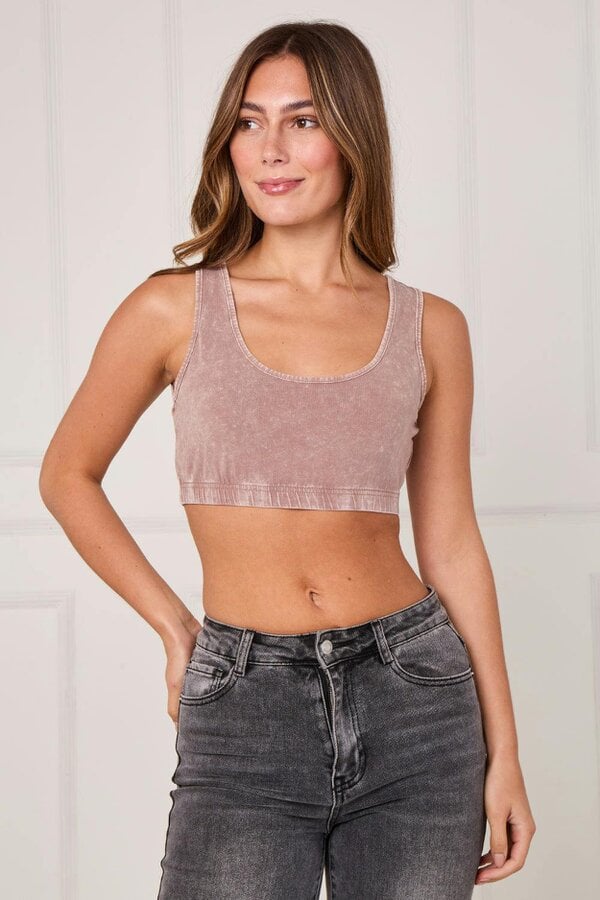 Ribbed Scoop Neck Crop Top