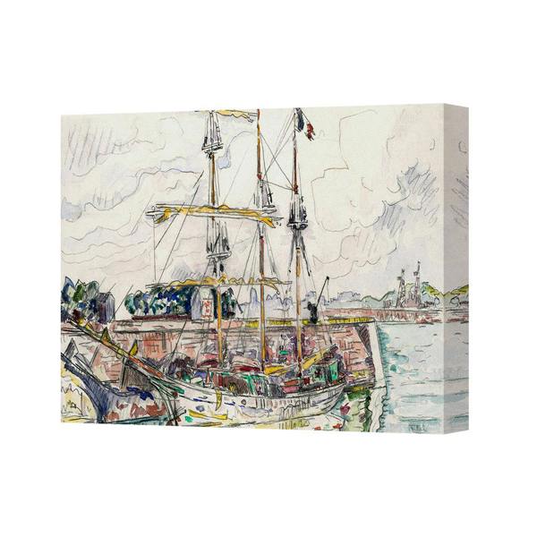 Benjamin Tate Design Harbor Scene Canvas Art Print With Ships Watercolor Style