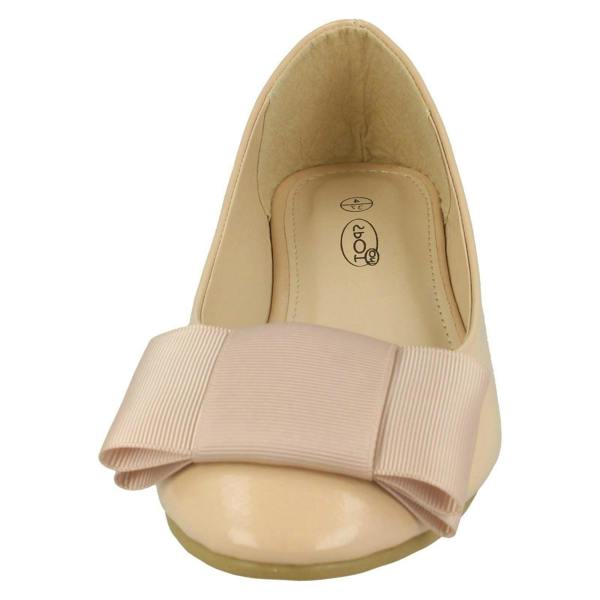 Spot On Ladies Spot On Crinkle Patent Ballerinas