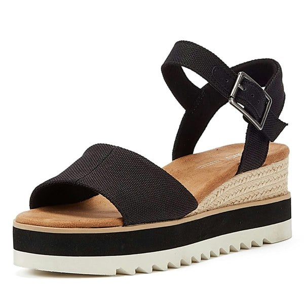 TOMS Diana Canvas Wedge Women's Black Sandals