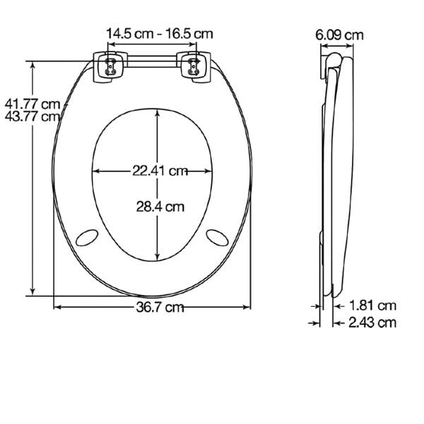 Bemis Moulded Wood Slow Close UltraFix Chrome Hinge Toilet Seat 365 x 430