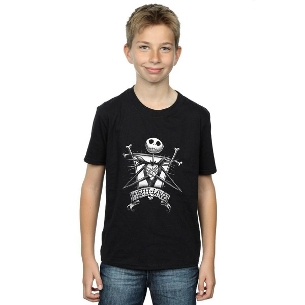 Nightmare Before Christmas Boys Misfit Love Jack Skellington Cotton T-Shirt - Black