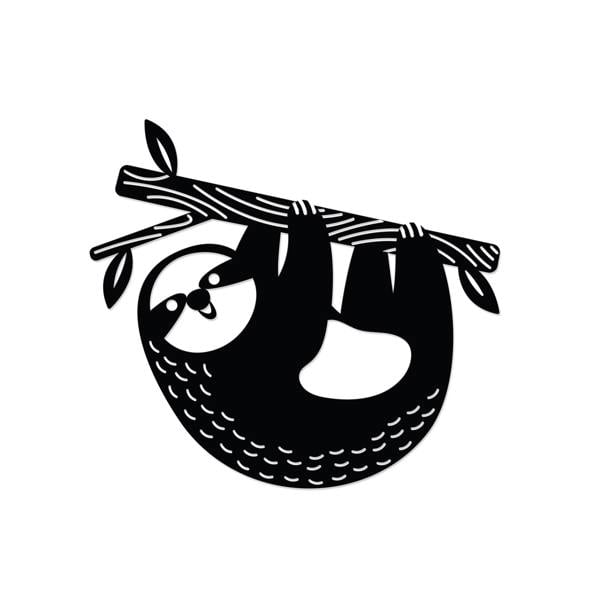 Decortie Modern Metal Wall Art Slothy Home Ornament Decorative Minimalist Design Hanging Wall Sculpture, Black