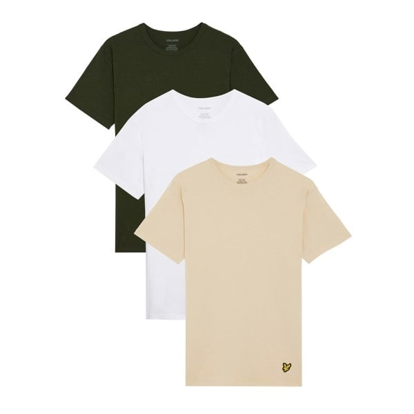 Lyle & Scott Mens Basic T-Shirt (Pack of 3) - Sesame/White/Mountain Moss