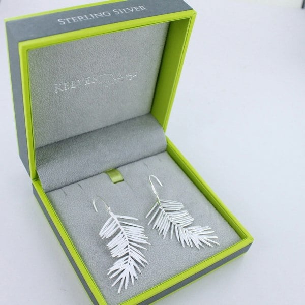 Sterling Silver Fern Leaf Earrings - Reeves & Reeves