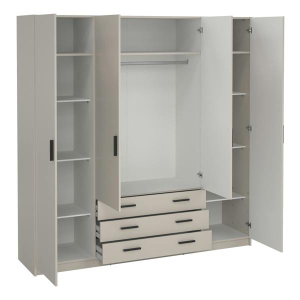 Furniture To Go Sprint Wardrobe with 4 Doors + 3 Drawers in Cashmere