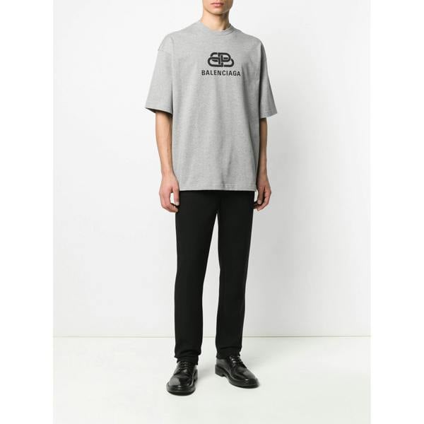 Balenciaga BB Logo Printed T-Shirt   in  Grey