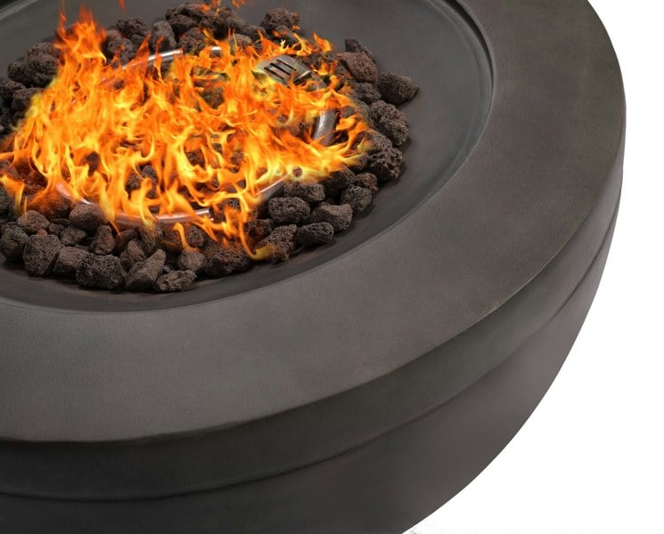 MDA Designs TABITI Dark Grey Gas Fire Pit for Garden & Patio - Luxurious Eco-Stone Finish Outdoor Heater Fire Pit