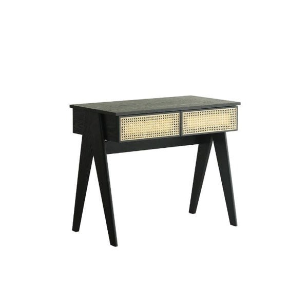 Lambeth Office Desk, Black with wood office desk