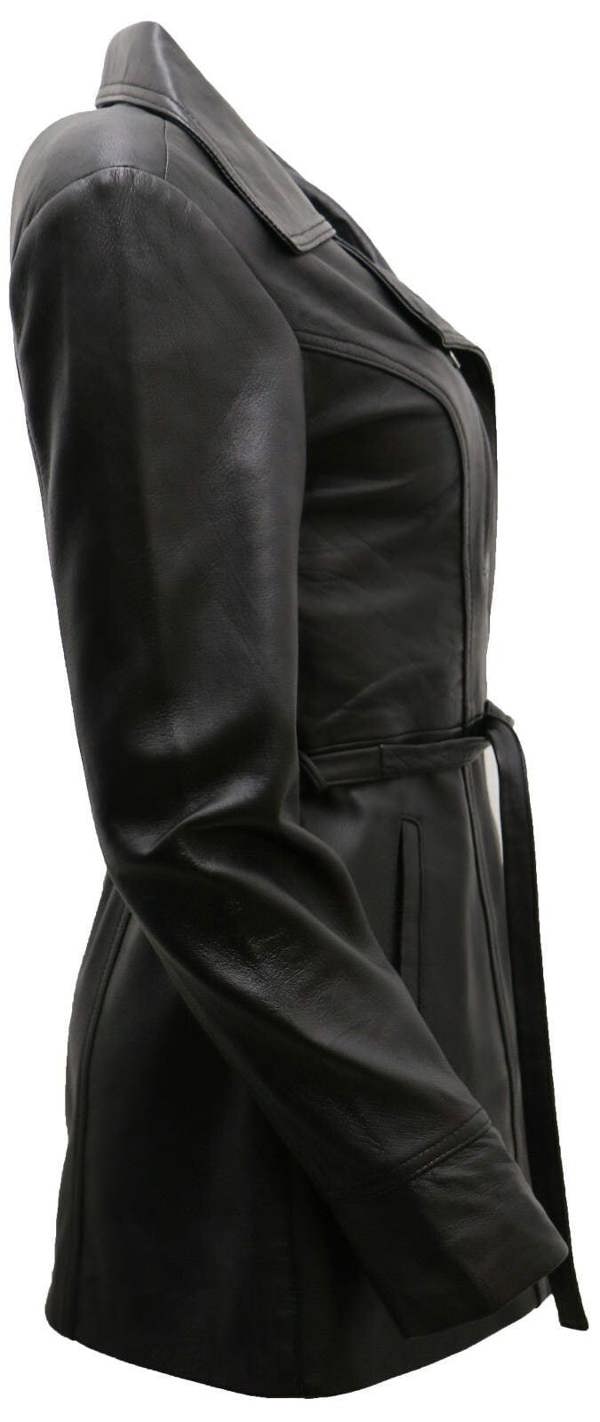 Womens Md Length Leather Biker Jacket-Okehampton - Upperclass Fashions 
