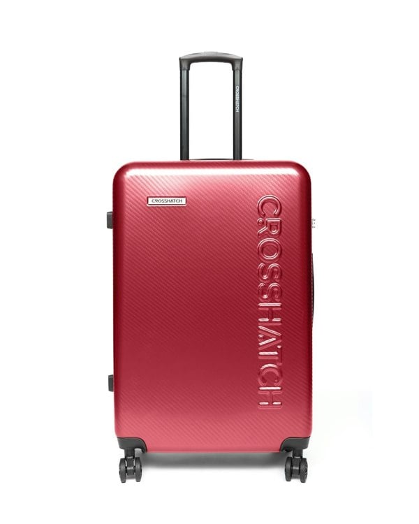 Crosshatch Escapade Embossed Suitcase 3pk Dark Red