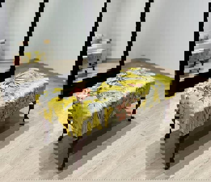 Decorative yellow floral ottoman for living room décor - ISTOOLS