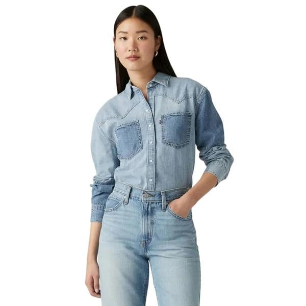 Levis Womens/Ladies Teodora Denim Lightweight Shirt - Light Blue - 