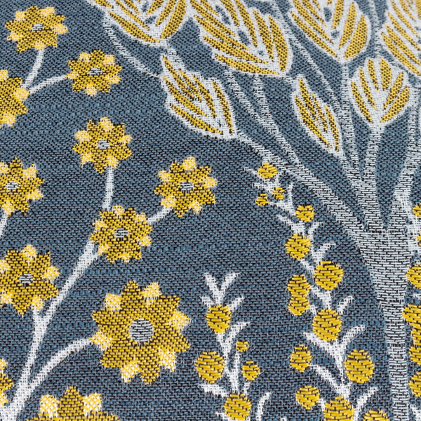 Wylder Ophelia Jacquard Floral Cushion Cover - Blue/Saffron