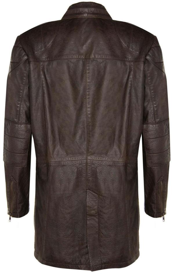 Infinity Leather Mens Soft Long Military Trench Distressed Leather Coat