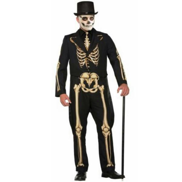 Bristol Novelty Mens Skeleton Formal Costume - Black/White - 